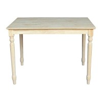 International Concepts Solid Wood Top Table With Turned Legs, Standard Height