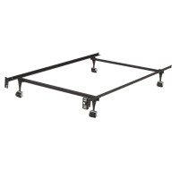 Kings Brand Furniture - Heavy Duty Metal Twin Size Bed Frame With Rug Rollers & Locking Wheels