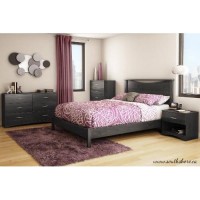 South Shore Step One Platform Bed, Queen, Gray Oak