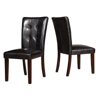 Homelegance Decatur Pu Leather Dining Chair (Set Of 2), Dark Brown