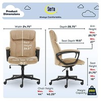 Serta Hannah Office, Ergonomic Computer Chair With Lumbar Support, Adjustable Seat, Pillowed Headrest, Fabric, Plush Beige