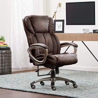 Serta Executive Office Adjustable Ergonomic Computer Chair With Layered Body Pillows, Waterfall Seat Edge, Bonded Leather, Brown