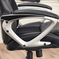 Serta Executive Office Padded Arms, Adjustable Ergonomic Gaming Desk Chair With Lumbar Support, Faux Leather And Mesh, Black
