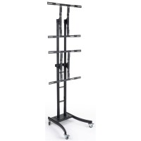 Mobile Tv Stand For Floor, Dual Monitor Mount For 32 To 65 Inch Monitors