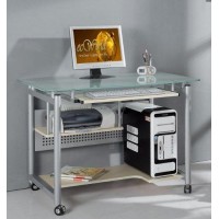 Techni Mobili Frosted Glass Top Compact Computer Workstation Desk