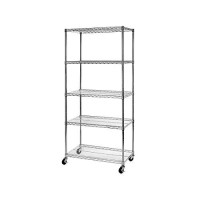 Seville Classics Ultradurable Commercial-Grade 5-Tier Nsf-Certified Wire Shelving With Wheels, 36 W X 18 D X 72 H, X X, Plated Steel