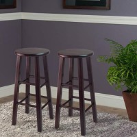 Winsome Bar Stool With Square Legs, 29-Inch, Espresso, Set Of 2