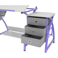 Sd Studio Designs 2 Piece Comet Craft Table | Angle Adjustable Top And Stool | Purple/Spatter Gray