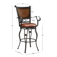 Powell Company Big And Tall Copper Stamped Back Barstool With Arms Bar Stool, Bronze