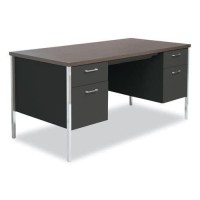 O Alera O - Double Pedestal Steel Desk, 60W X 30D X 29-12H, Walnut