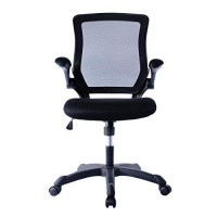 Techni Mobili Mesh Task Office Chair With Flip Up Arms. Color: Black, Mid-Back
