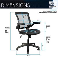 Techni Mobili Mesh Task Office Chair With Flip Up Arms. Color: Black, Mid-Back