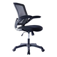 Techni Mobili Mesh Task Office Chair With Flip Up Arms. Color: Black, Mid-Back