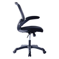 Techni Mobili Mesh Task Office Chair With Flip Up Arms. Color: Black, Mid-Back