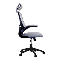 Modern High Back Mesh Executive Chair With Headrest And Flip Up Arms Color: Silver Grey