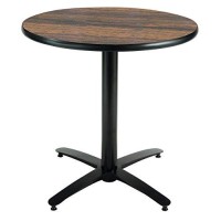 Kfi Seating Round Pedestal Table With Arched X Base Commercial Grade 42-Inch Walnut Laminate Made In The Usa