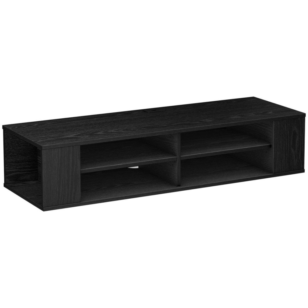 South Shore City Wall Mounted Media Audiovideo Console, Black Oak