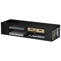 South Shore City Wall Mounted Media Audiovideo Console, Black Oak