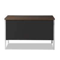 Alera Sd4524Bw Single Pedestal Steel Desk, Metal Desk, 45-1/4W X 24D X 29-1/2H, Walnut/Black