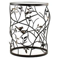 Firstime & Co Bronze Bird And Branches End Table, Bedroom Nightstand And Living Room Side Table, Round, Metal And Glass, Cottage, 22 X 165 Inches