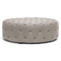 Baxton Studio Cardiff Beige Linen Modern Tufted Ottoman