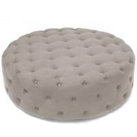 Baxton Studio Cardiff Beige Linen Modern Tufted Ottoman