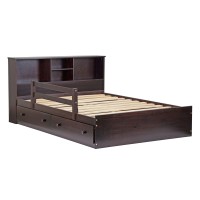 Palace Imports 100% Solid Wood Kansas Full Mateas Platform Storage Bed, Bed Only, Java Color, 15Ah X 57Aw X 76Al, 13 Slats, 2 Drawers Included Optional Bookcase Headboard Requires Assembly