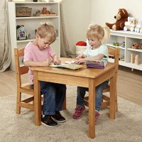 Melissa & Doug Solid Wood Table And 2 Chairs Set - Light Finish Furniture For Playroom,Blonde