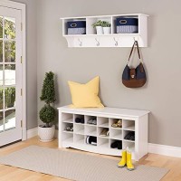 Prepac White Shoe Storage Cubbie Bench