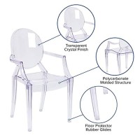 Flash Furniture Ghost Chair With Arms In Transparent Crystal
