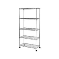 Seville Classics 5-Tier Steel Wire Shelving With Wheels, 30 W X 14 D X 60 H, Plated Steel