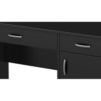 South Shore Small Computer Desk With Drawers, Pure Black
