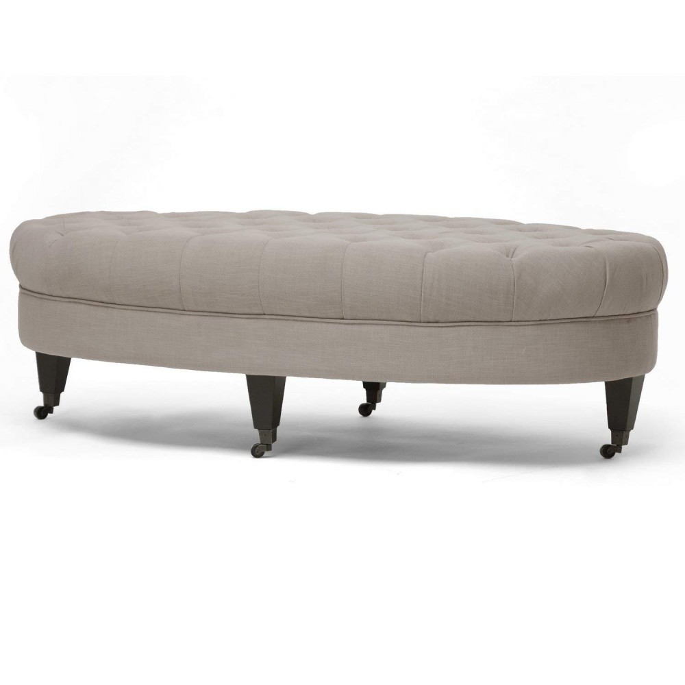 Baxton Studio Brighton Linen Modern Tufted Ottoman, Beige