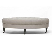 Baxton Studio Brighton Linen Modern Tufted Ottoman, Beige