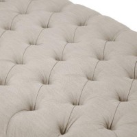 Baxton Studio Brighton Linen Modern Tufted Ottoman, Beige