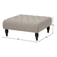 Baxton Studio Keswick Linen Modern Tufted Ottoman, Beige