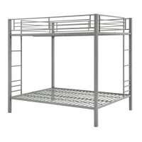 Dhp Full Over Full Bunk Bed For Kids, Metal Frame With Ladder (Silver)