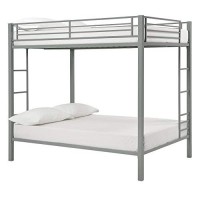 Dhp Full Over Full Bunk Bed For Kids, Metal Frame With Ladder (Silver)