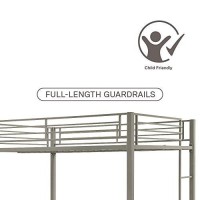 Dhp Full Over Full Bunk Bed For Kids, Metal Frame With Ladder (Silver)