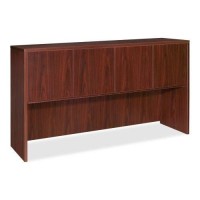 Lorell Essentials Hutch With Doors - 71.8 Width X 15 Depth X 36 Height - 4 Door - Laminate Mahogany