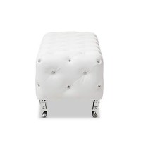 Baxton Studio Stella Crystal Tufted Modern Bench, White, 54(L)X19(W)X195(H)