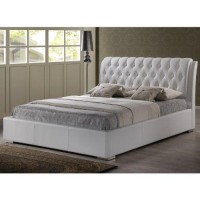 Baxton Studio Bianca Modern Bed With Tufted Headboard, Full, White