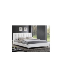Baxton Studio Vino Modern Bed With Upholstered Headboard, Full, White