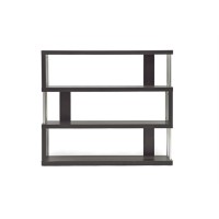 Baxton Studio 3-Shelf, Dark Brown Barnes Modern Bookcase