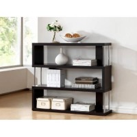 Baxton Studio 3-Shelf, Dark Brown Barnes Modern Bookcase