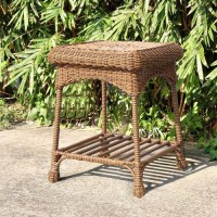 Jeco Wicker Patio End Table In Honey