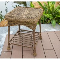 Jeco Wicker Patio End Table In Honey