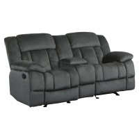 Homelegance Laurelton 79 Microfiber Double Glider Recliner Love Seat With Console, Gray