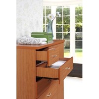 Hodedah 7 Drawer Jumbo Chest, Five Large Drawers, Two Smaller Drawers With Two Lock, Hanging Rod, And Three Shelves Cherry