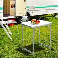 Outsunny 23 Folding Camping Table With Height Adjustability, Lightweight Portable Table With Carry Handle, Outdoor Folding Table Camping Accessories